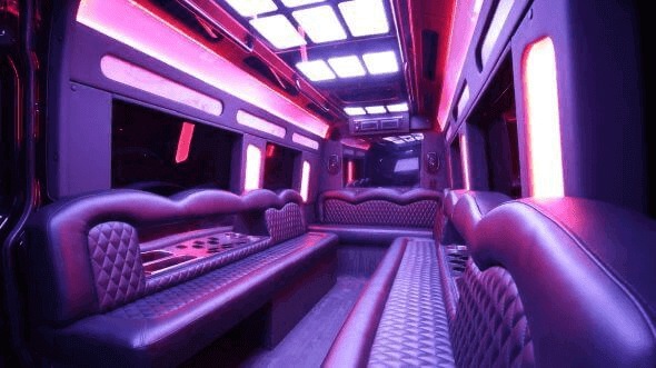 Interior of Charter Bus Company Gary's 14 Passenger Sprinter Limousine in Gary
