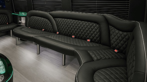 Interior of Charter Bus Company Hammond's 14 Passenger Sprinter Limousine in Hammond