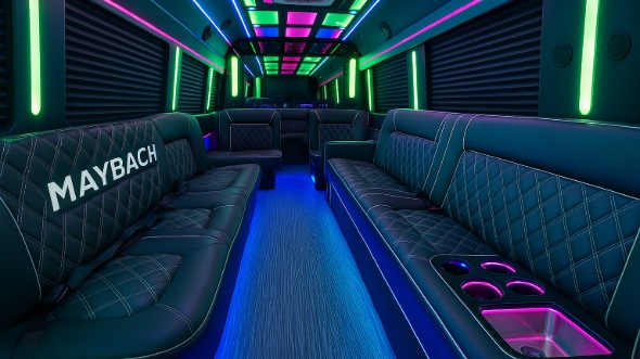 Interior of Charter Bus Company Hammond's 25 Passenger Party Bus in Hammond