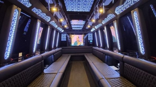 Interior of Charter Bus Company Mishawaka's 28 Passenger Party Bus in Mishawaka