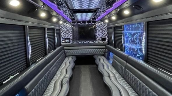 Interior of Charter Bus Company Fort Wayne's 30 Passenger Party Bus in Fort Wayne