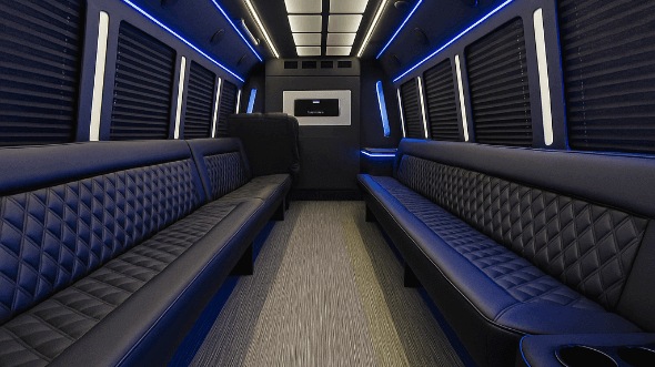 Interior of Charter Bus Company Naperville's 30 Passenger Party Bus in Naperville