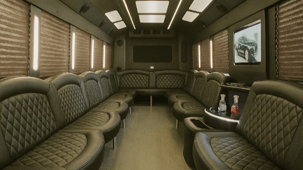 Interior of Charter Bus Company Gary's 50 Passenger Party Bus in Gary