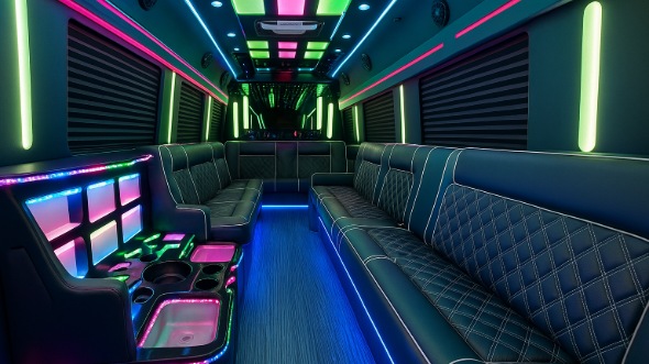 south bend 30 passenger party bus interior