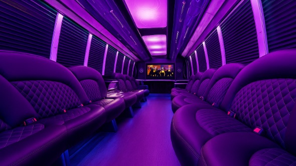 south bend 40 passenger party bus interior